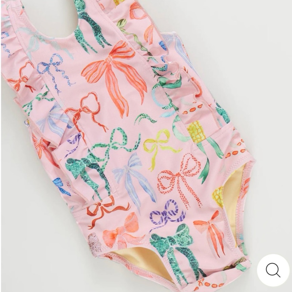 Pink Chicken Watercolor Bows Swimsuit size 5Y perfect condition